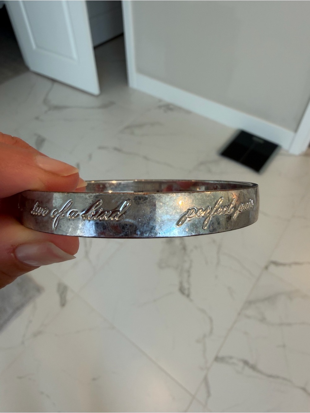 kate spade Silver Engraved Script Bangle Bracelet - Picture 2 of 5